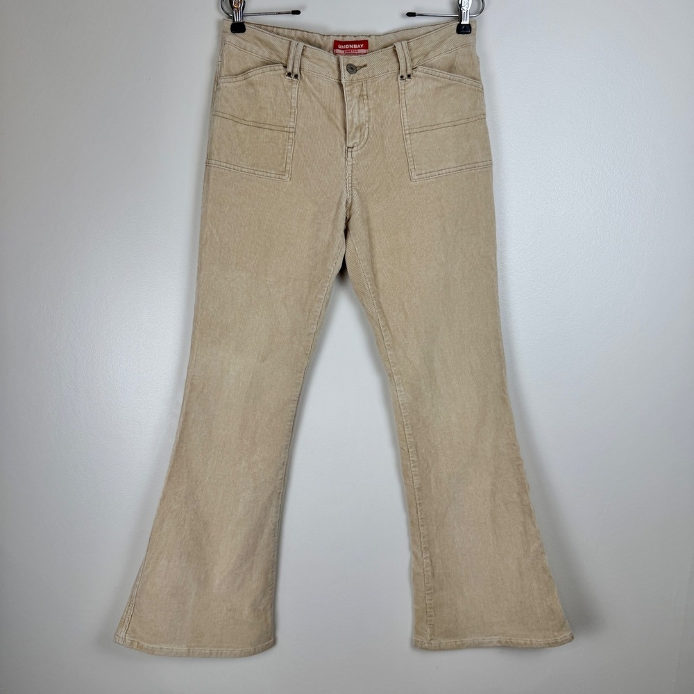 Vintage UNIONBAY Tan Corduroy Flare Pants Size 9 Y2K 90s Low Rise